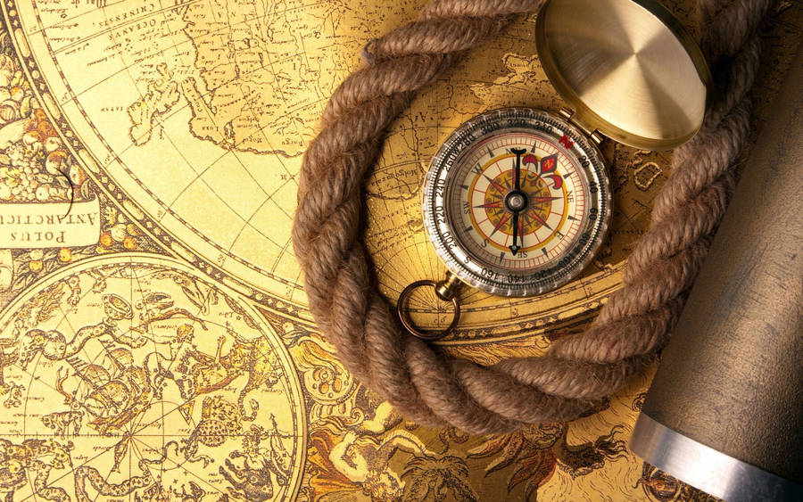 Rococo Style Vintage Compass Wallpaper