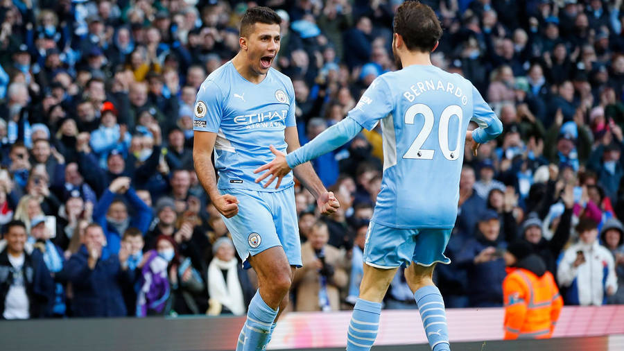 Rodri And Bernardo Goal Celebration Wallpaper