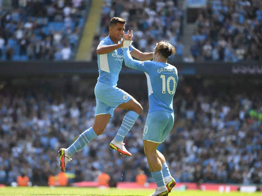 Rodri Goal Celebration Focus Shot Wallpaper