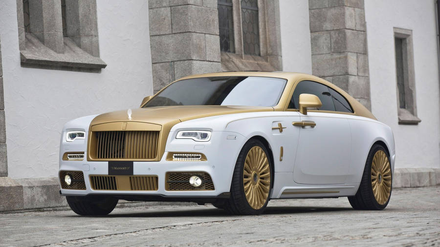 Rolls Royce Gold And White Wallpaper