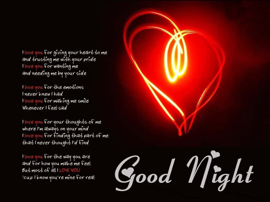 Romantic Heart Good Night Love Message Wallpaper