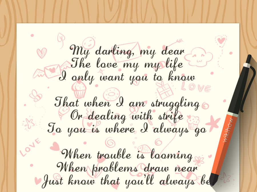 Romantic Poem With A Pen Wallpaper