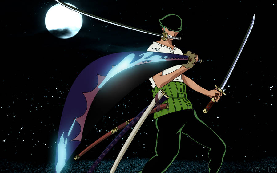 Roronoa Zoro With Three Katanas Wallpaper