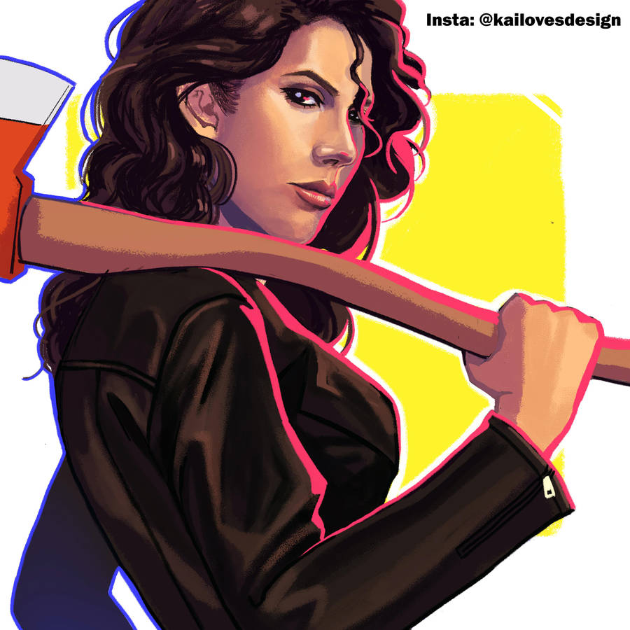 Rosa Diaz With Ax Brooklyn Nine Nine Art Wallpaper