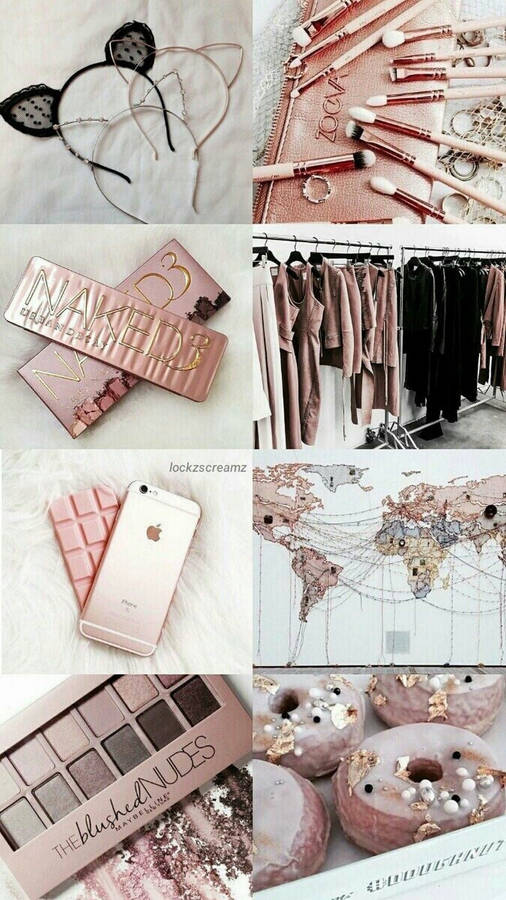 Rose Gold Tumblr Girl Accesories Wallpaper