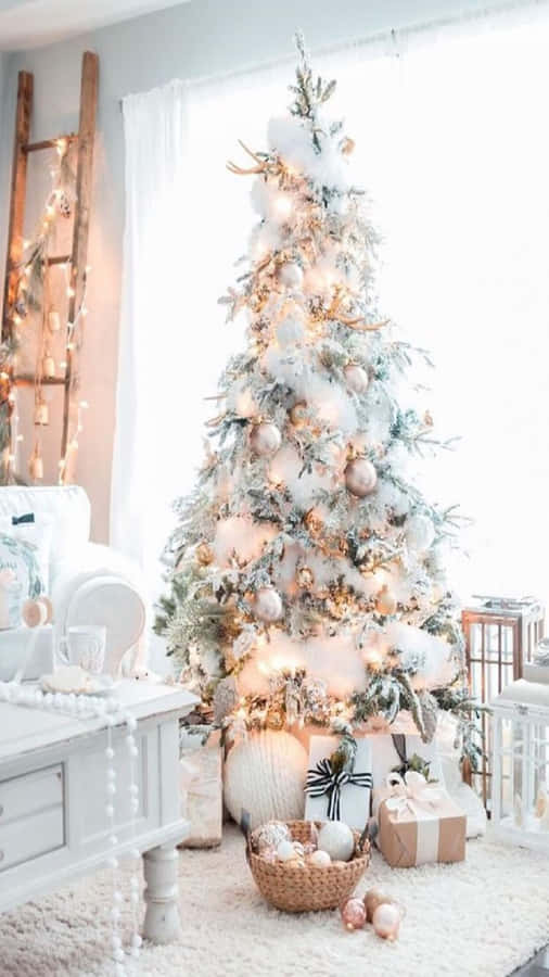 Rose Gold White Christmas Tree Wallpaper