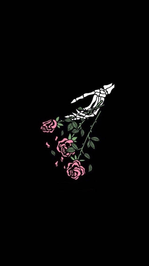 Roses And Skeleton Sad Theme Wallpaper