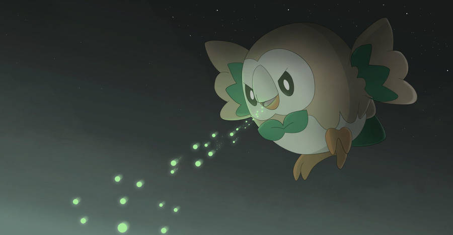 Rowlet Bullet Seed Flying Wallpaper