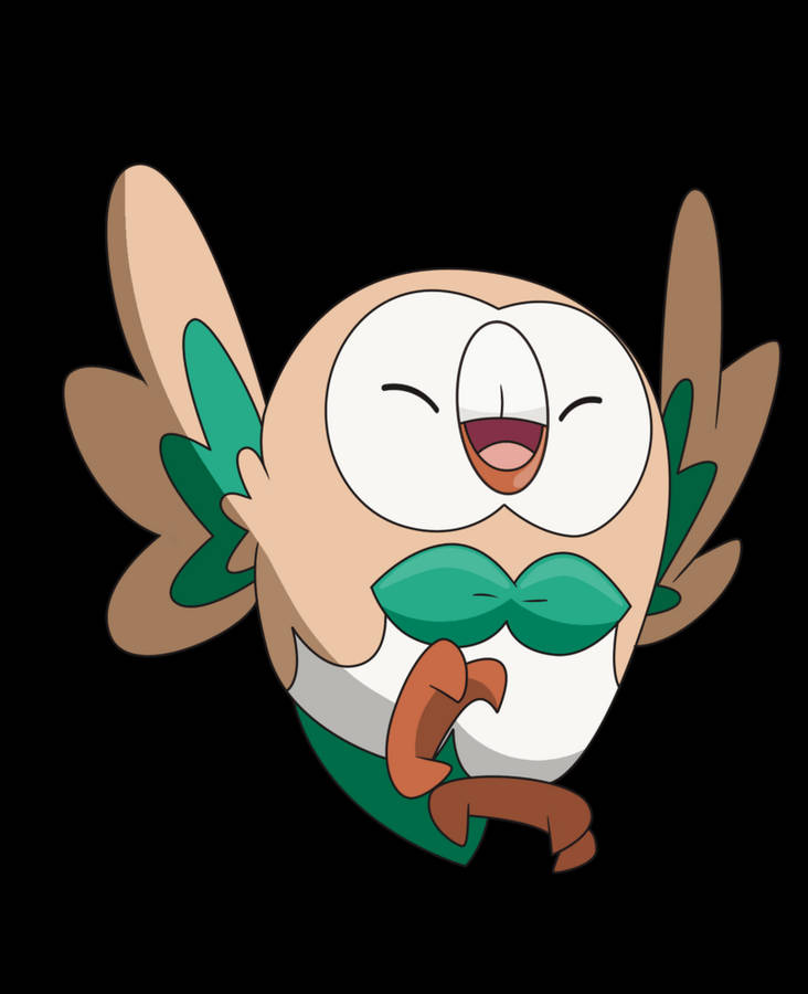 Rowlet Happy White Background Wallpaper