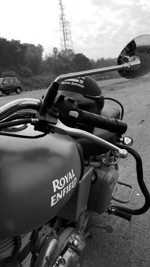 Royal Enfield Hd Grayscale Wallpaper