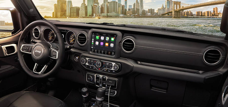 Rugged Luxury - A Stunning Interior Of A Black Jeep Wallpaper