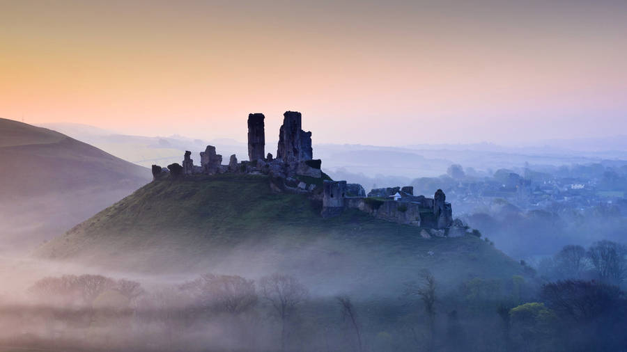 Ruins On The Hillside Wallpaper