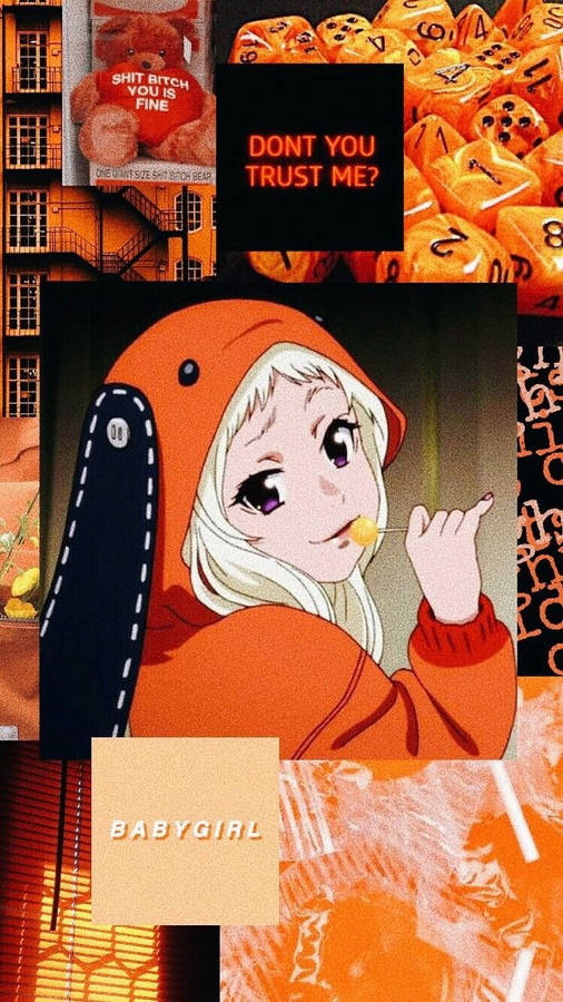 Runa Yomozuki On Orange Rabbit Kigurumi In Kakegurui Wallpaper