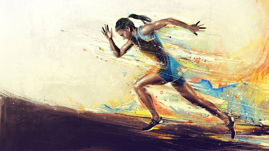 Running Athlete Woman Art Wallpaper