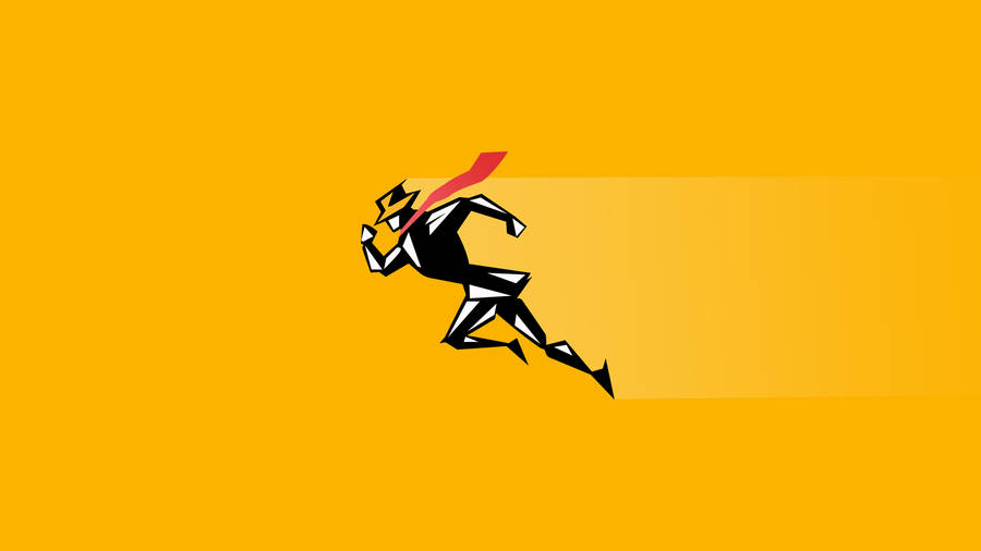 Running Cartoon Man Minimalist Wallpaper