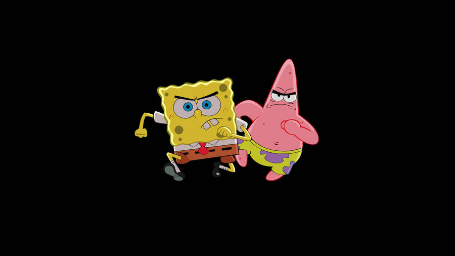 Running Cool Spongebob With Patrick Wallpaper