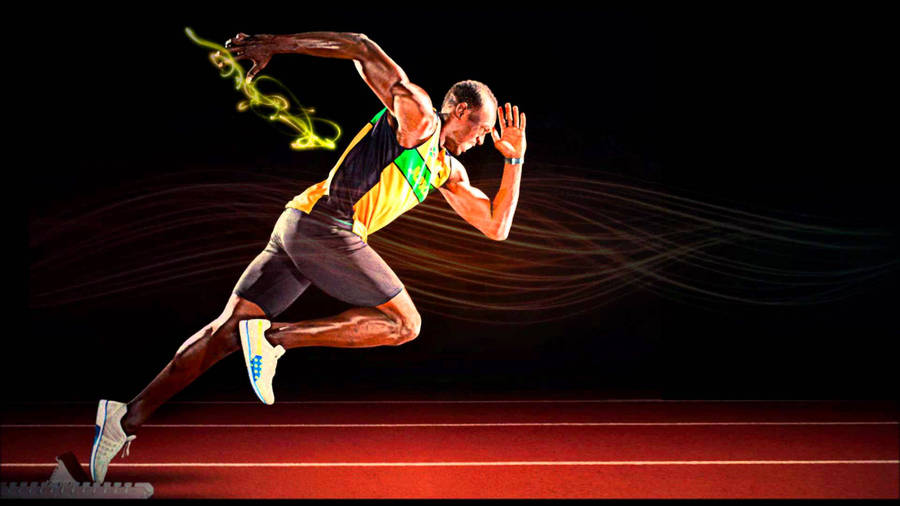 Running Usain Bolt Digital Wallpaper