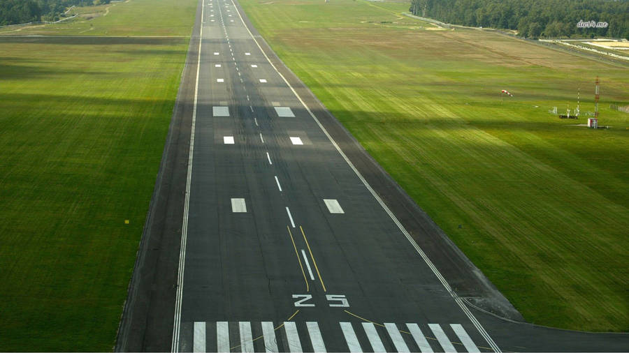 Runway Between The Fields Wallpaper