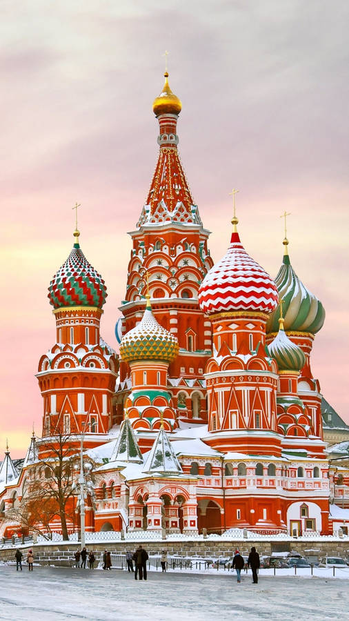 Russia Red Orange Painted Cathedral Wallpaper