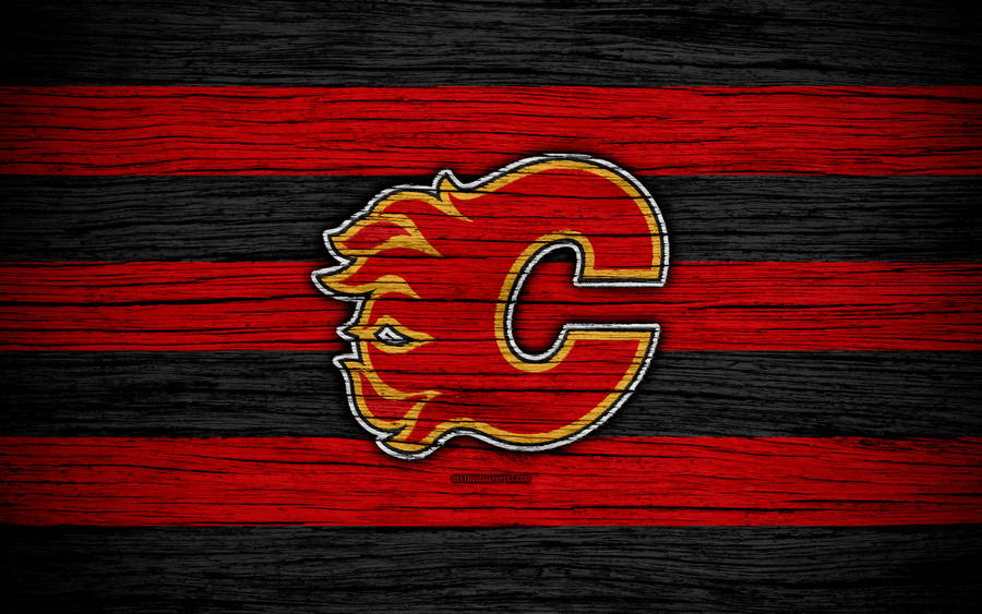 Rustic Red Calgary Flames Logo Wallpaper