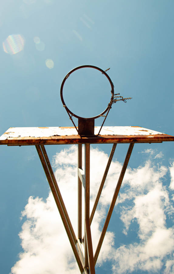 Rusty Basketball Hoop On Sky Wallpaper