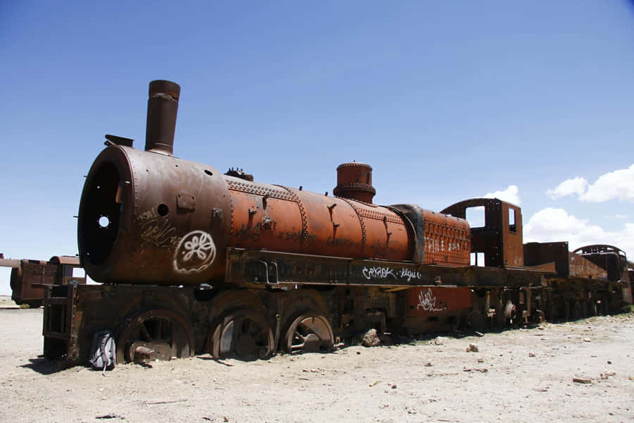 Rusty_ Old_ Train_in_ Desert Wallpaper