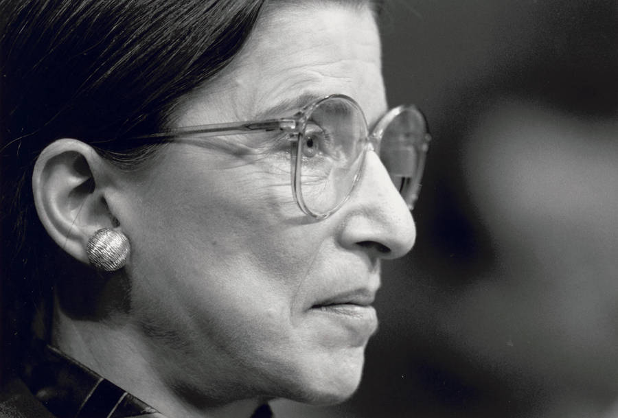 Ruth Bader Ginsburg Greyscale Photograph Wallpaper