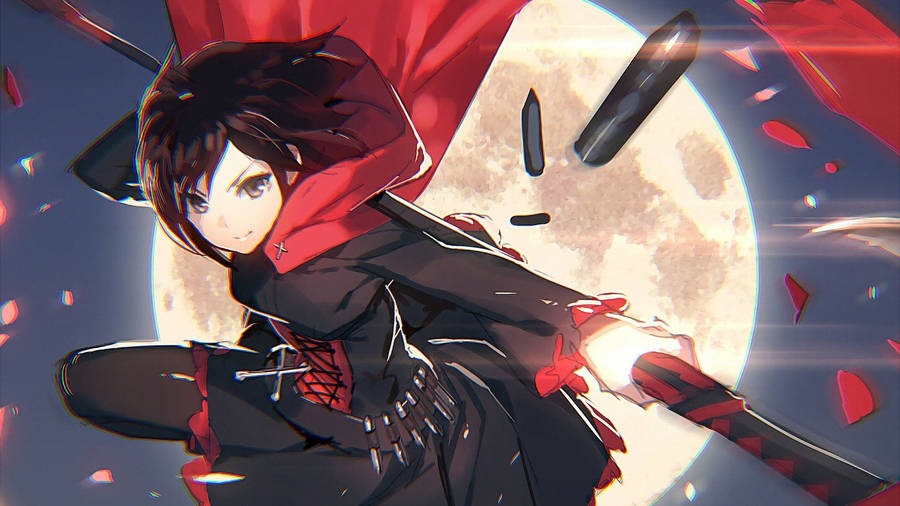 Rwby Ruby Rose Mid-action Fight Wallpaper
