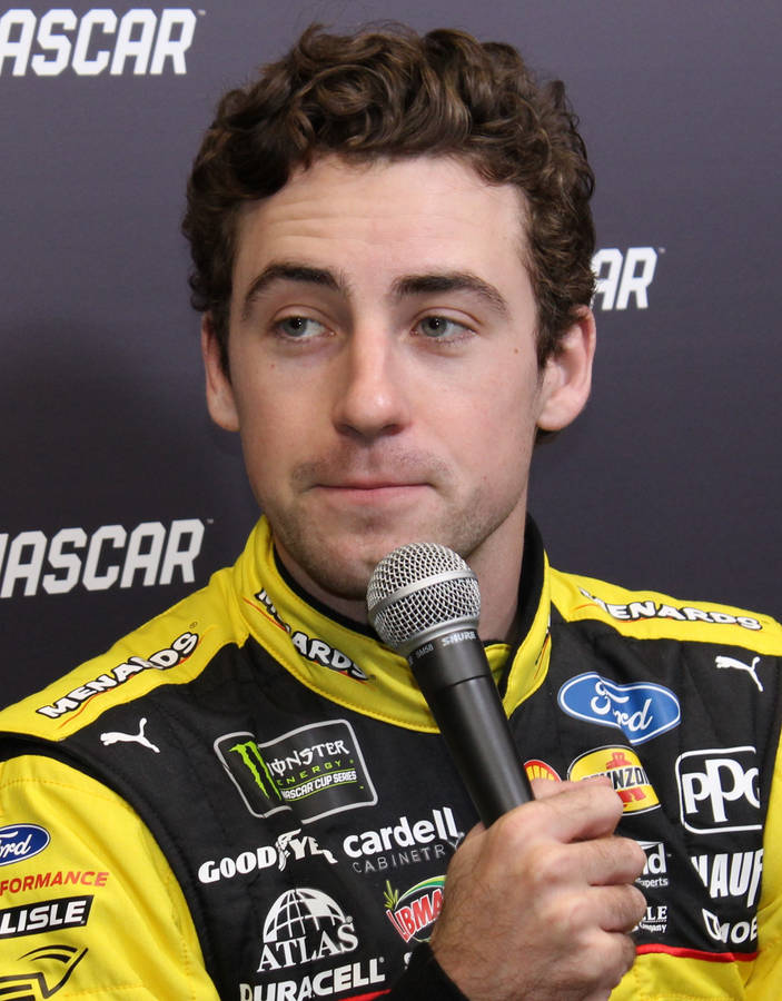 Ryan Blaney Holding Microphone Wallpaper