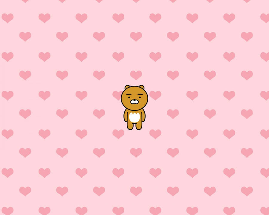 Ryan In Pink Hearts Kakao Friends Wallpaper