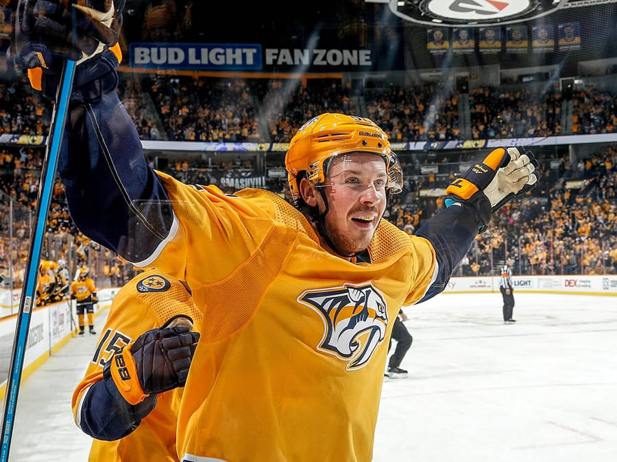 Ryan Johansen Nashville Predators Raise Arms Win Wallpaper