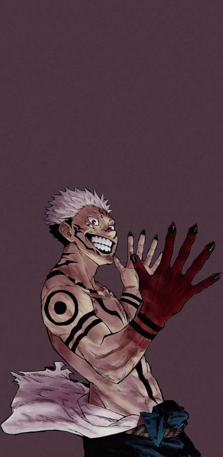 Ryomen Sukuna Grinning Jujutsu Kaisen Iphone Wallpaper