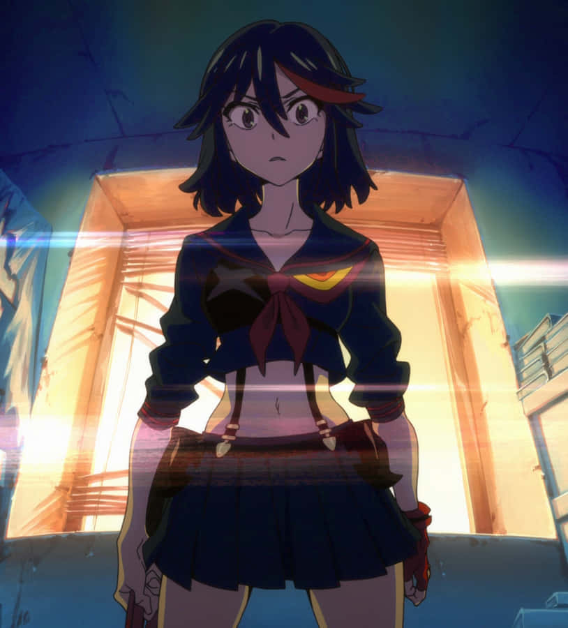 Ryuko Matoi In Battle Stance With Scissor Blade Wallpaper