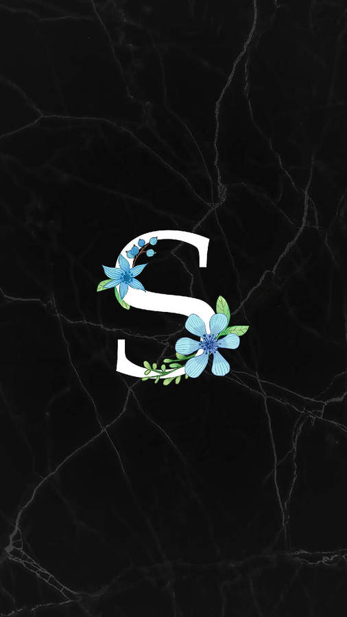 S Letter Blue Flowers Wallpaper