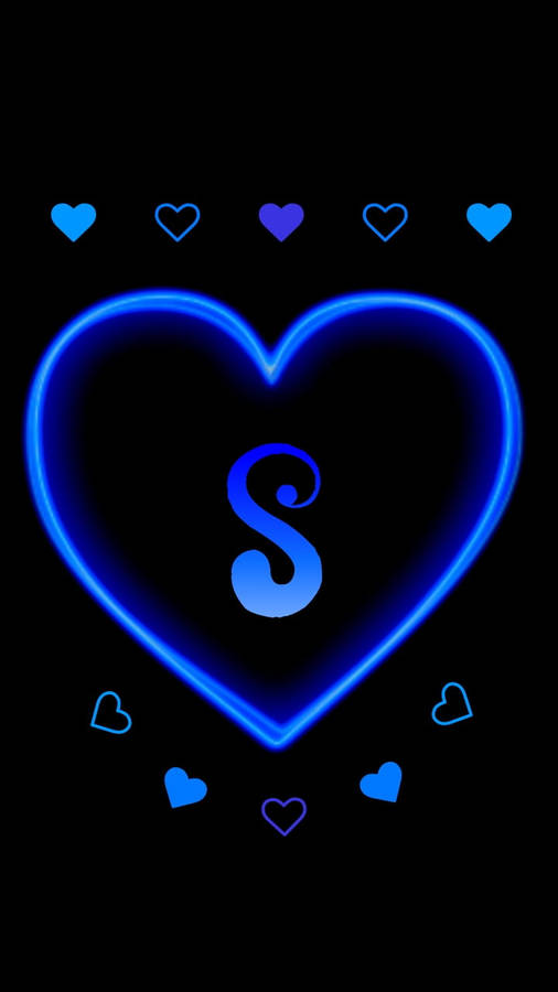 S Letter Blue Hearts Wallpaper