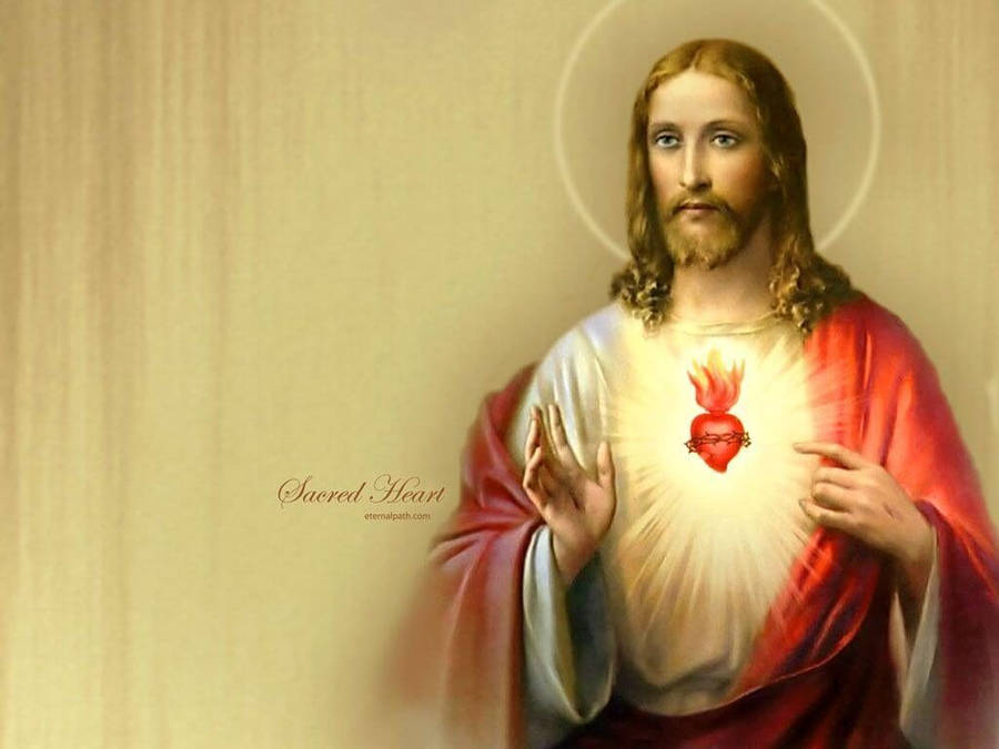 Sacred Heart Of Jesus In Brown Wallpaper