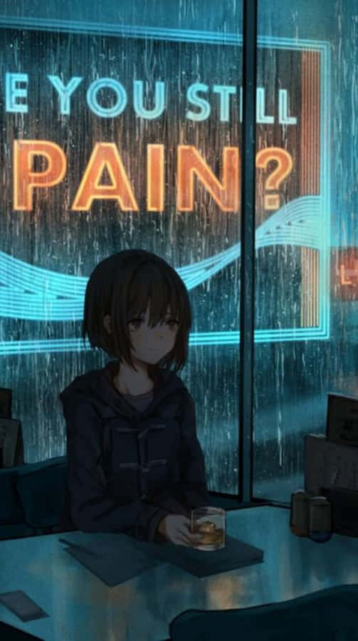 Sad Aesthetic Anime Girl Drinking Whiskey Wallpaper