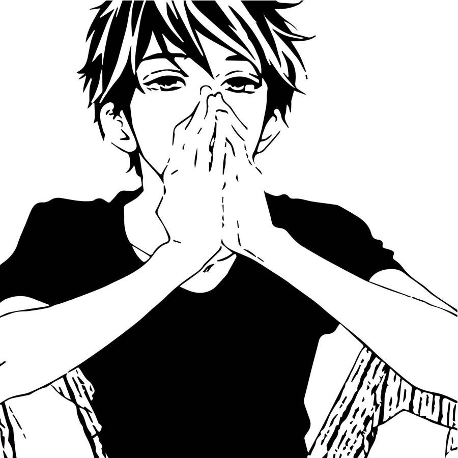 Sad Anime Boy Black And White Pfp Wallpaper