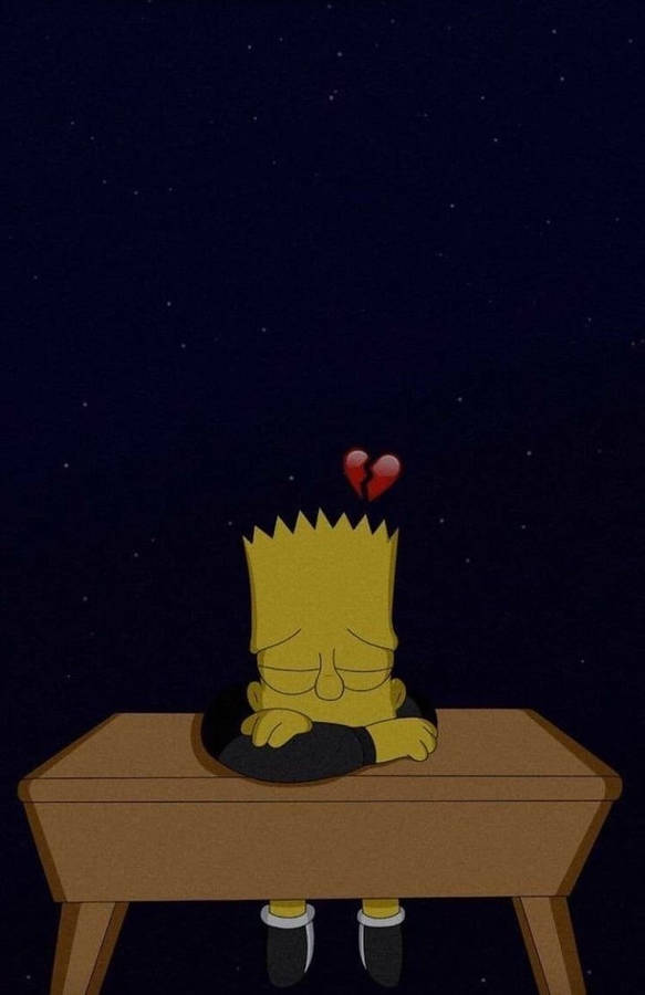 Sad Bart Simpsons On Desk Wallpaper