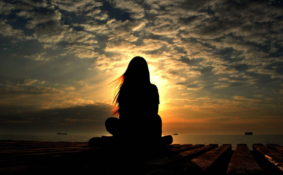 Sad Girl In Beautiful Sunrise Wallpaper