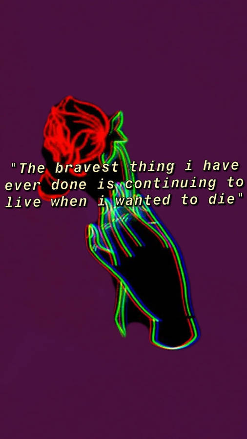 Sad Quote Red Neon Rose Wallpaper