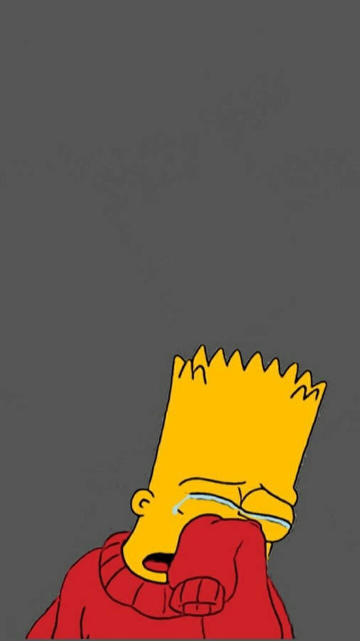 Sad Simpsons Crying Bart Red Sweater Wallpaper