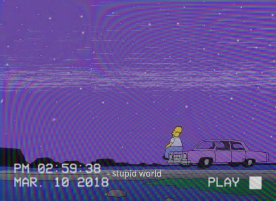 Sad Simpsons Vhs Sky Wallpaper