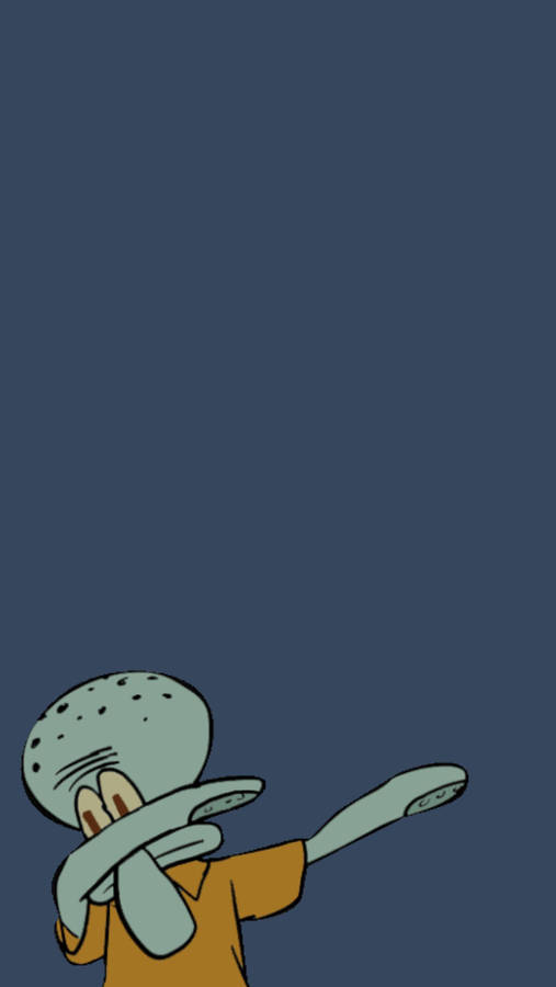 Sad Squidward Doing Dab Gesture Wallpaper