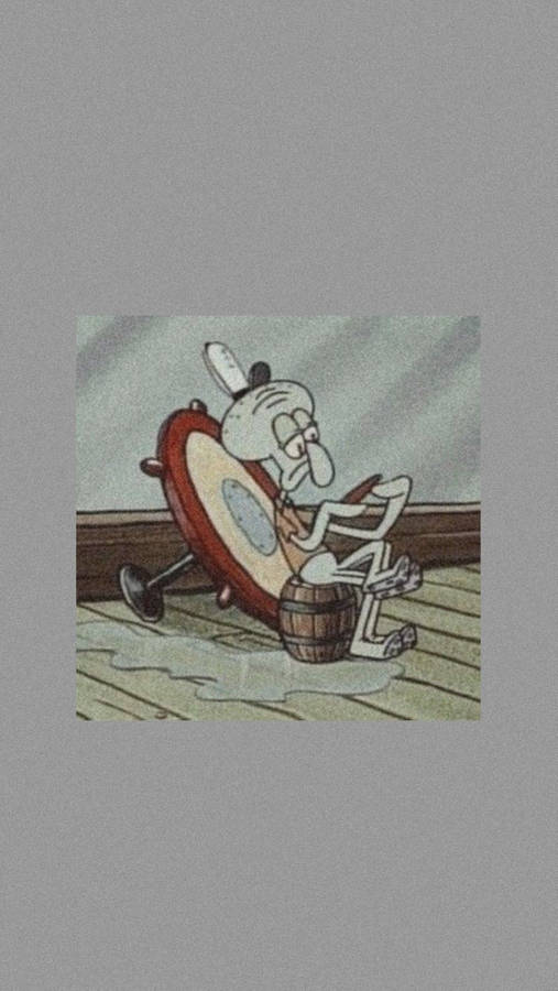 Sad Squidward Tentacles At Krusty Krab Wallpaper