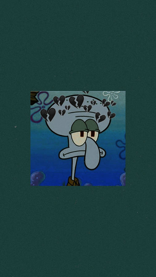 Sad Squidward With Broken Hearts Wallpaper