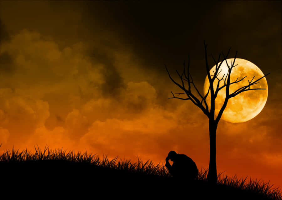 Sadness Under The Tree Wallpaper