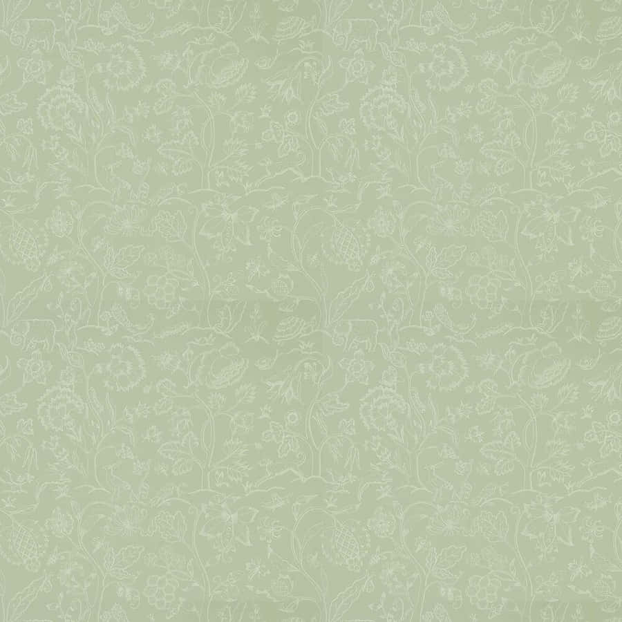 Sage Aesthetic Floral Swirl Pattern Wallpaper
