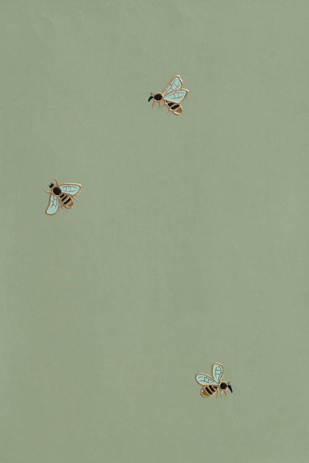 Sage Green Aesthetic Bees Wallpaper
