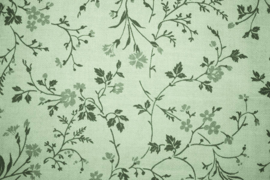 Sage Green Floral Print Wallpaper